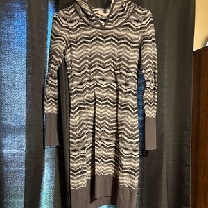 Prana Gray Chevron Knit Long Sleeve Dress